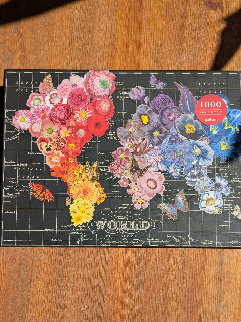Galison Spring Map of the World Full Bloom 1000 Piece Jigsaw Puzzle Complete